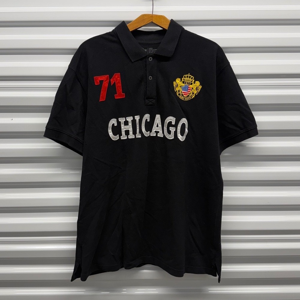 Vintage Y2K Hard Rock Cafe Chicago Polo Rugby Style Black Mens Large Shirt